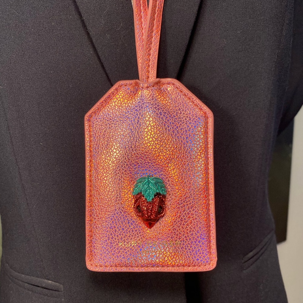 Kurt Geiger Metallic ID/Card Holder with Strawberry Detail, NWT No Box - Picture 5 of 7